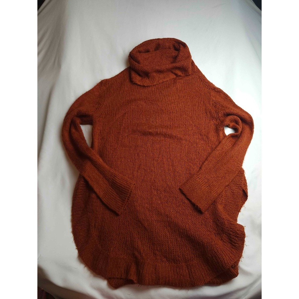 Wooden Ships Paola Buendia Sweater Womens M/L Rust Knit Mohair Blend Cowl Neck